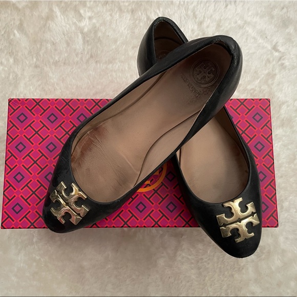Tory Burch Raleigh ballet flats black leather 7 - Picture 1 of 7